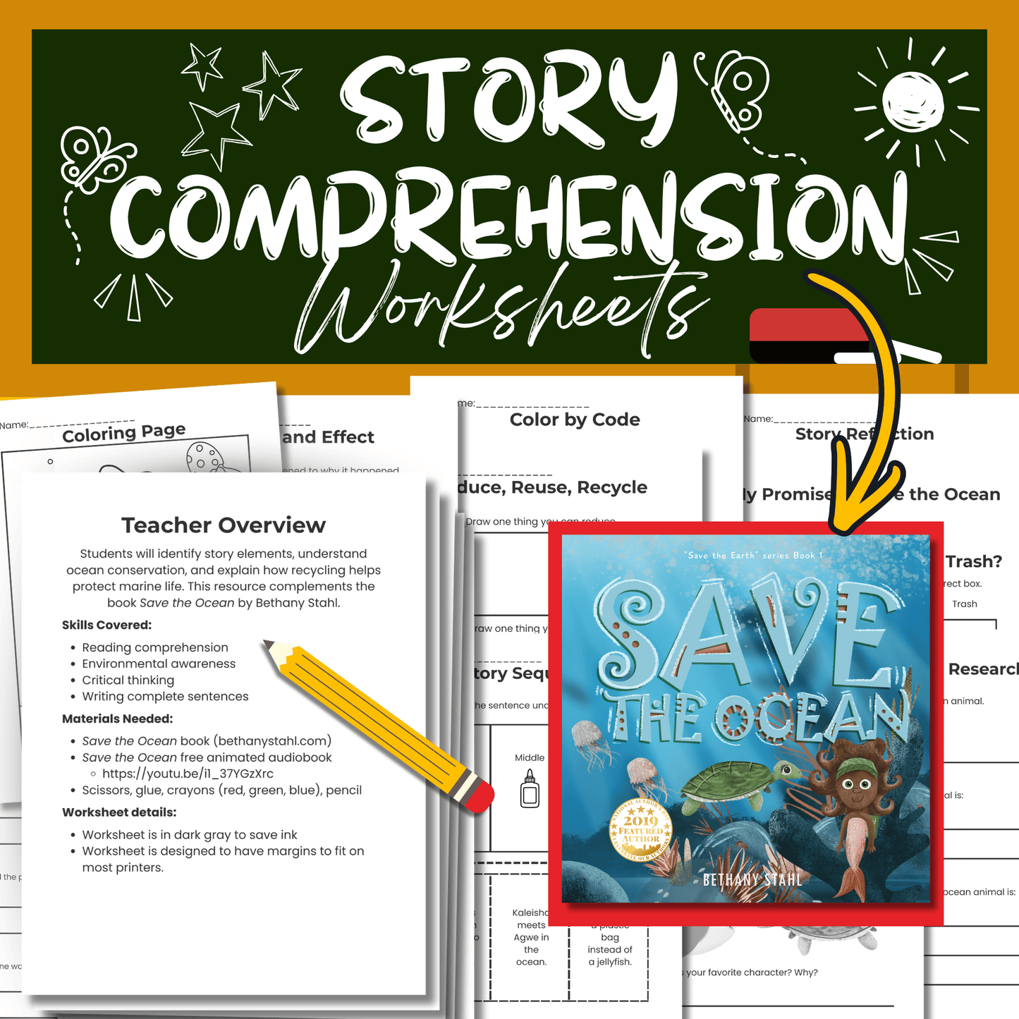 Save the Ocean Story Comprehension Worksheets