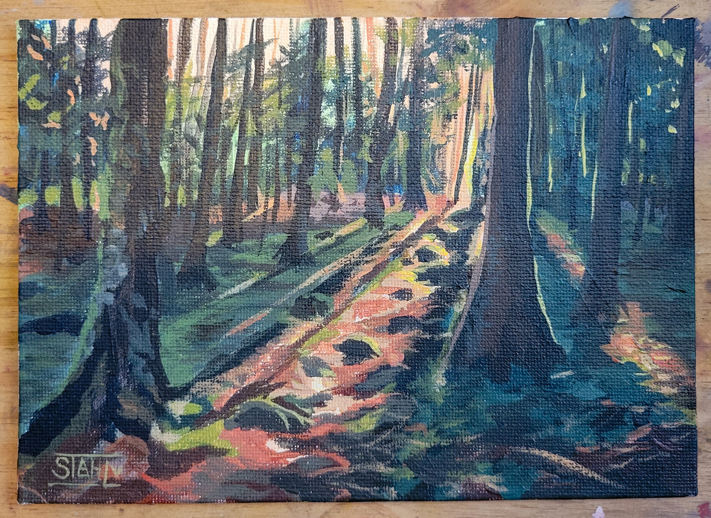 Forest Sunset Acrylic Painting