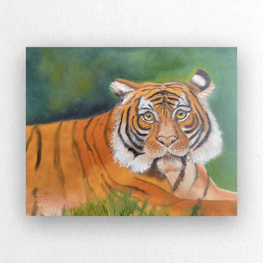 Live Wildlife Oil Painting: Capturing the Malayan Tiger and Gibbon