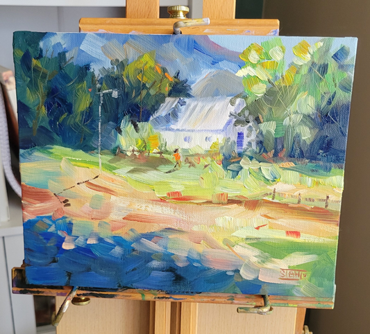 Little White House Original Oil Painting