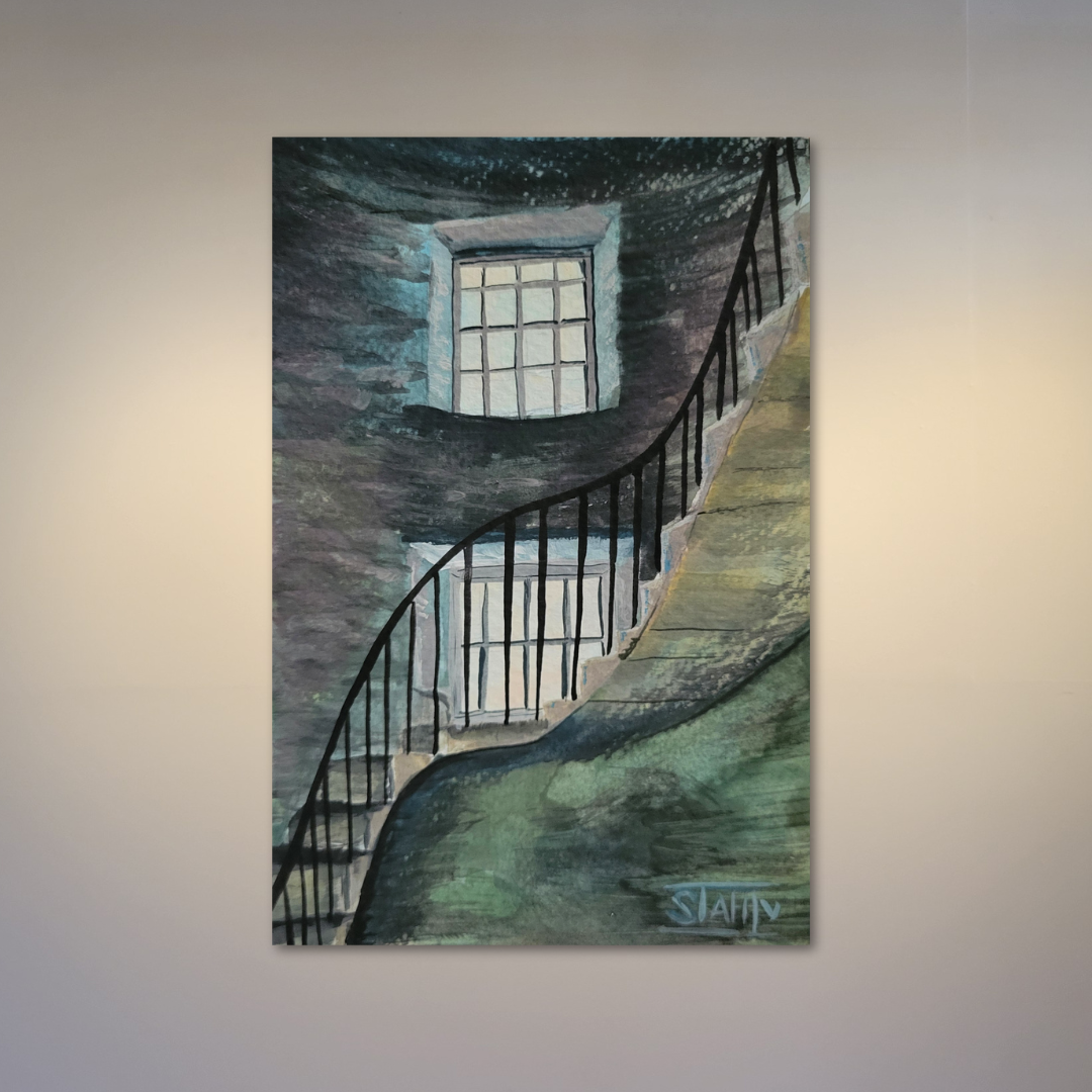 The Stairs Gouache Painting