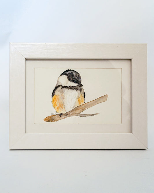 Chickadee Framed Watercolor Painting
