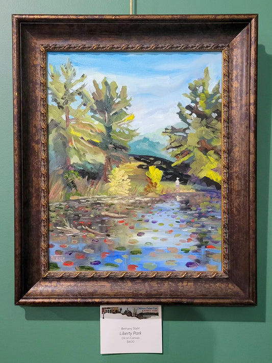 Pond at Liberty Park Original Oil Plein Air Painting