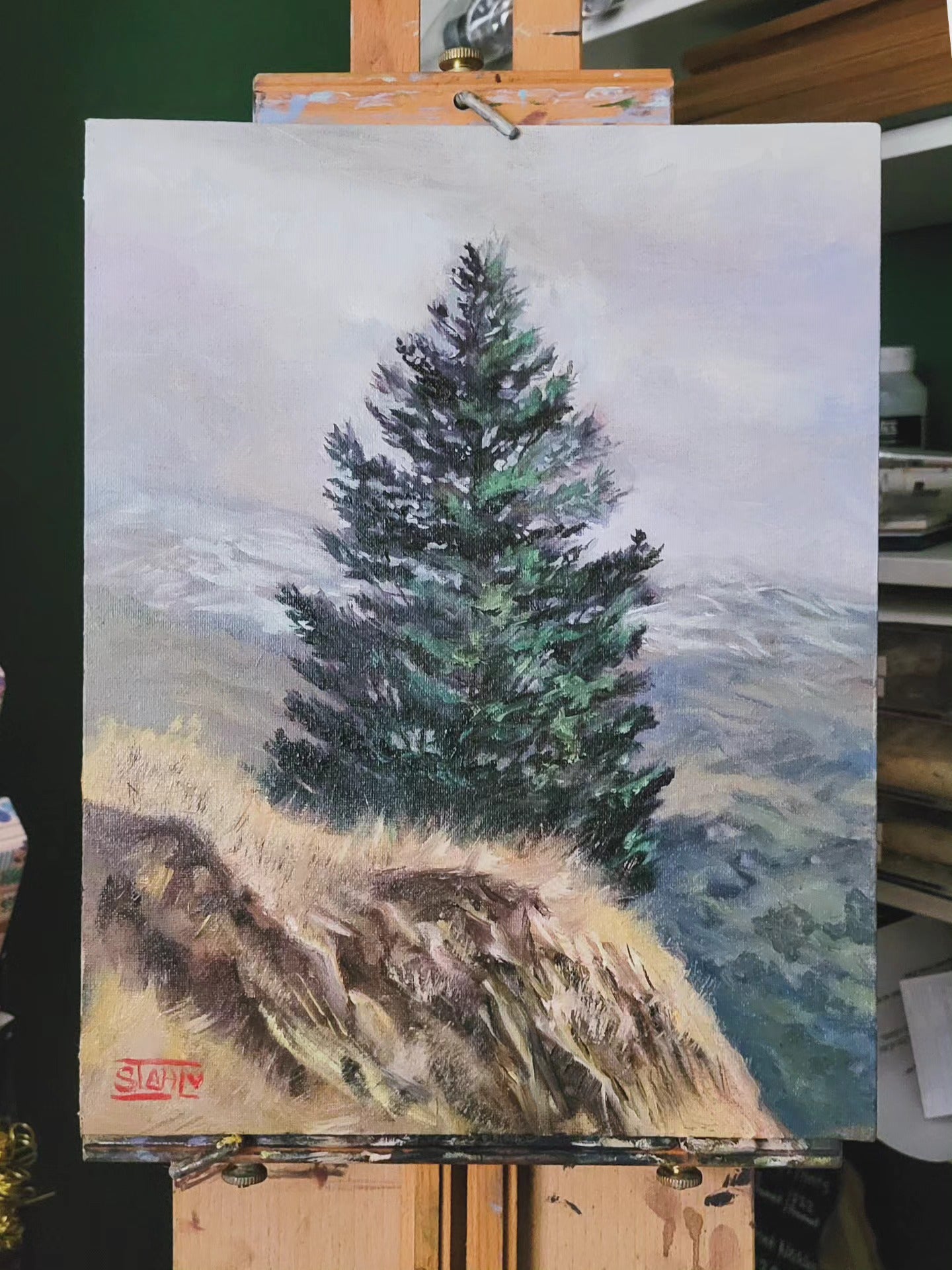 Winter Tree Painting Original Oil Plein Air Painting